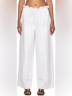 REMAIN Birger Christensen Hani Cotton Poplin Wide Leg Cargo Pants White Size 6
